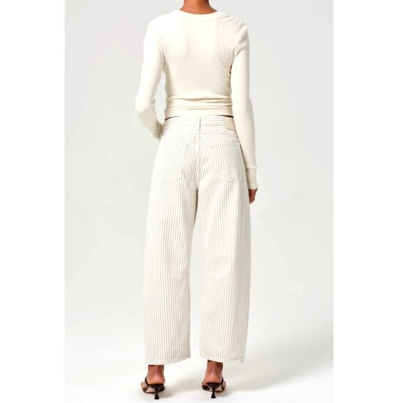 Citizens of Humanity Women's Khaki Stripe Miro Rework Relaxed Jeans Size 24 - Picture 2 of 11